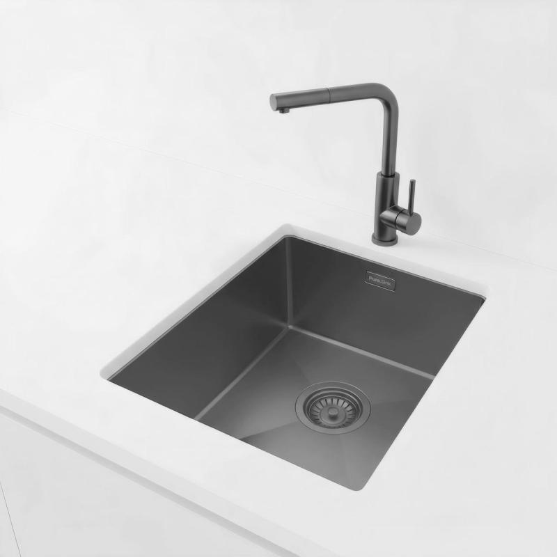 Pure.Sink Luxion Spülbecken in Gunmetal, 36 x 40 cm, für Unterbau, Flachbau und Aufsatzmontage PLX3640-61