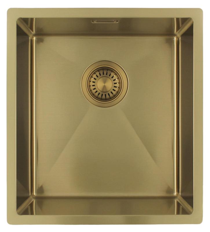 Pure.Sink Luxion Goldene Spüle 36 x 40 cm Unterbau, flach eingebaut und aufgesetzt PLX3640-60