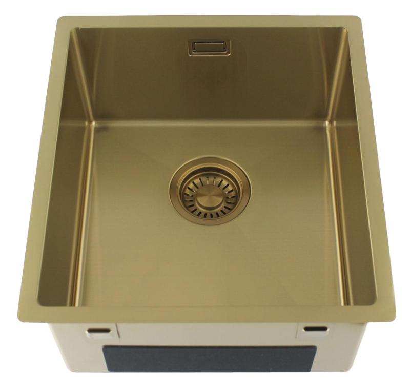 Pure.Sink Luxion Goldene Spüle 36 x 40 cm Unterbau, flach eingebaut und aufgesetzt PLX3640-60