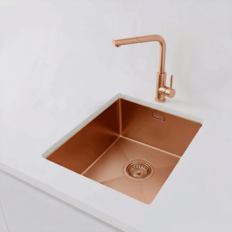 Pure.Sink Luxion Kupfer-Spülbecken 36 x 40 cm Unterbau, flächenbündiger Einbau und Aufsatz PLX3640-62