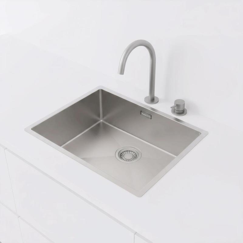 Pure.Sink Luxion Edelstahlspüle 50 x 40 cm Unterbau, flach eingebaut und Aufsatz PLX5040-02