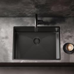 Pure.Sink Luxion PVD Schwarze Spüle 50 x 40 cm Unterbau, flach eingebaut und Aufsatz PLX5040-63