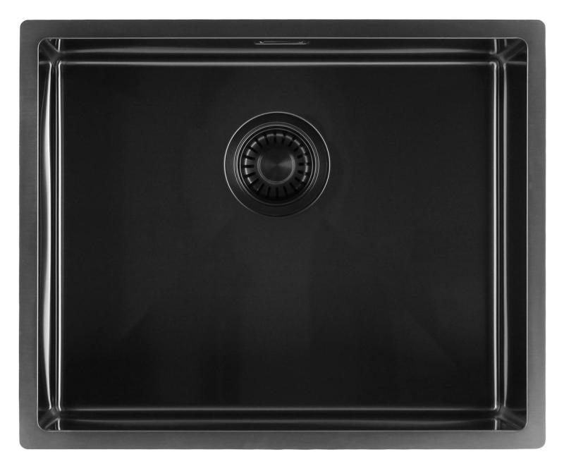 Pure.Sink Luxion PVD Schwarze Spüle 50 x 40 cm Unterbau, flach eingebaut und Aufsatz PLX5040-63