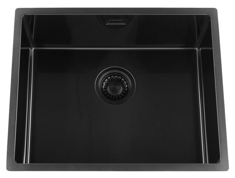 Pure.Sink Luxion PVD Schwarze Spüle 50 x 40 cm Unterbau, flach eingebaut und Aufsatz PLX5040-63