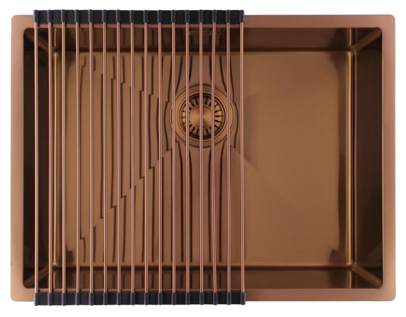 Pure.Sink Luxion Kupferne Spüle 55 x 40 cm Unterbau, flach eingebaut und Aufsatz PLX5540-62