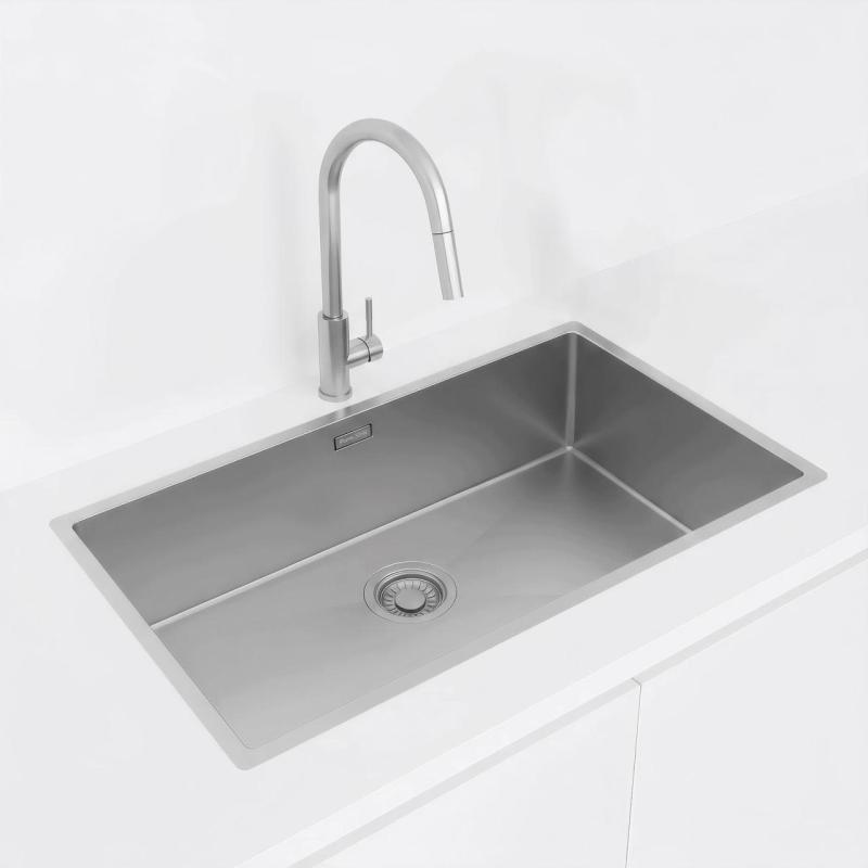 Pure.Sink Luxion Große Edelstahlspüle 74 x 40 cm Unterbau, flächenbündiger Einbau und Aufsatz PLX7440-02