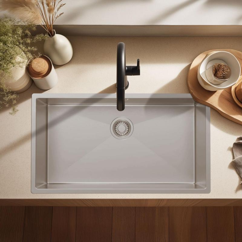 Pure.Sink Luxion Große Edelstahlspüle 74 x 40 cm Unterbau, flächenbündiger Einbau und Aufsatz PLX7440-02