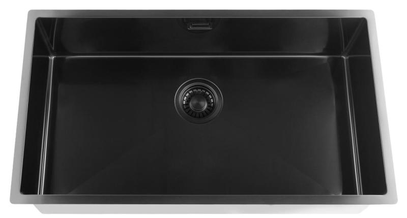 Pure.Sink Luxion Große PVD-Spüle in Schwarz, 74 x 40 cm, Unterbau, flächenbündiger Einbau und Aufsatz PLX7440-63