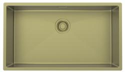 Pure.Sink Luxion Große goldene Spüle 74 x 40 cm Unterbau, flach eingebaut und Aufsatz PLX7440-60