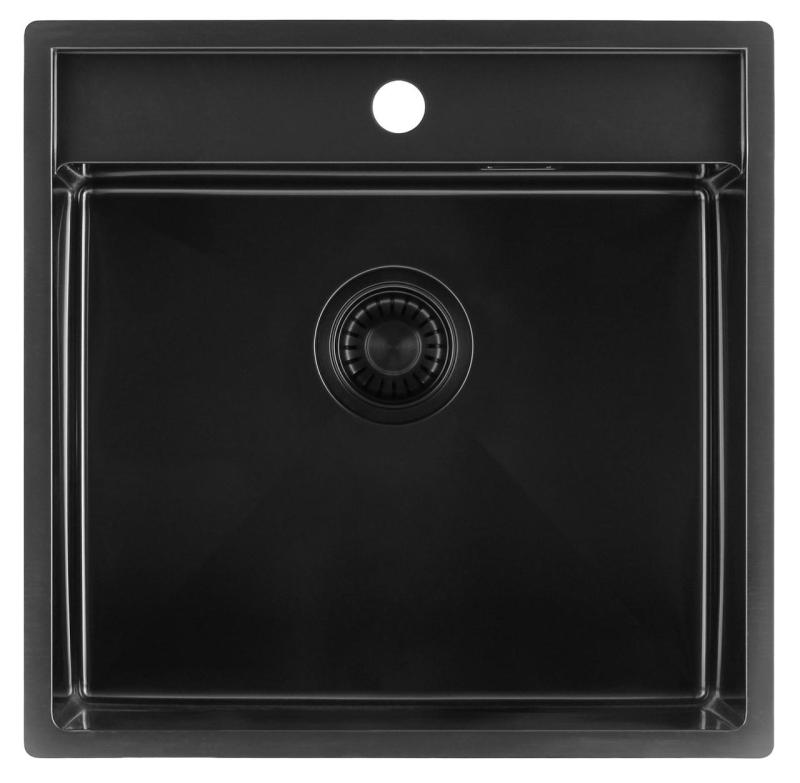 Pure.Sink Luxion PVD Schwarze Spüle 51 x 50 cm Tapwing mit Lochbank PLX5150T-63