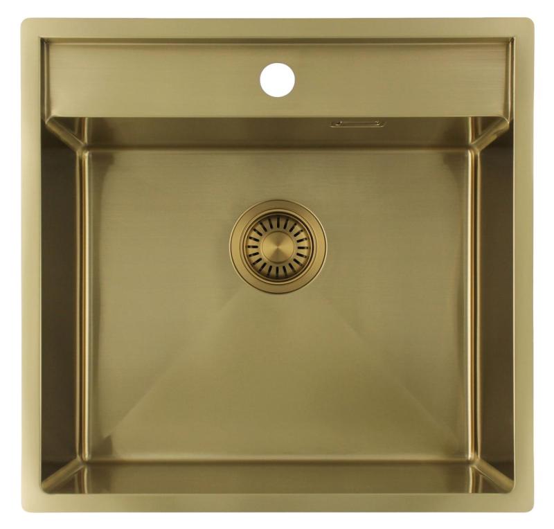 Pure.Sink Luxion Goldene Spüle 51 x 50 cm Tapwing mit Hahnlochbank PLX5150T-60