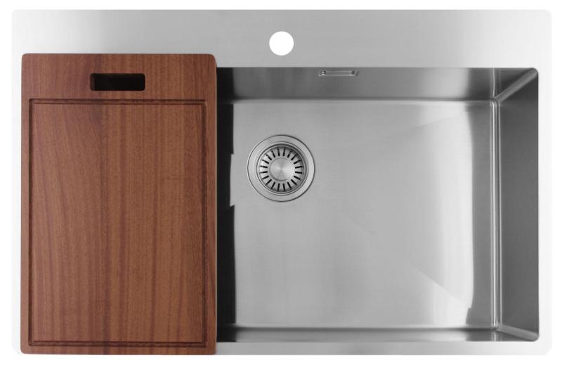 Pure.Sink Luxion Große Edelstahlspüle 78 x 50 cm Tapwing mit Lochbank PLX7850T-02