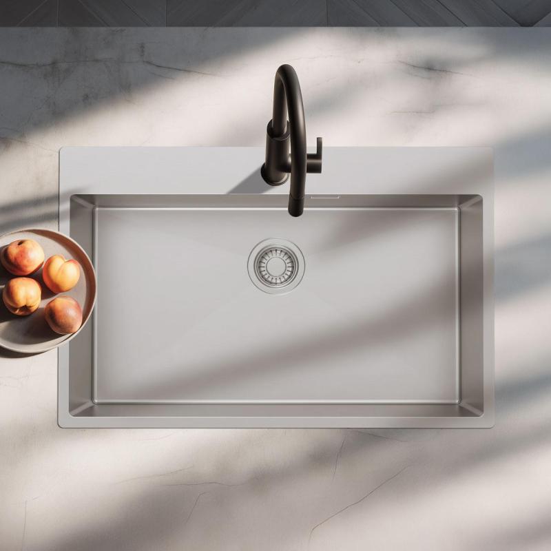Pure.Sink Luxion Große Edelstahlspüle 78 x 50 cm Tapwing mit Hahnlochbank PLX7850T-02