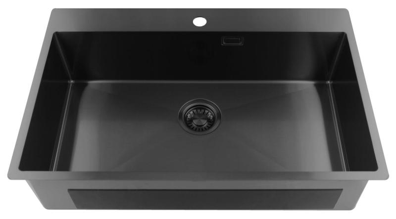 Pure.Sink Luxion Große Gun Metal Spüle 78 x 50 cm Tapwing mit Lochbank PLX7850T-61