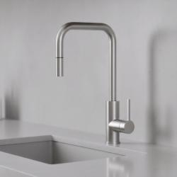 Pure.Sink Luxion massive Edelstahl-Küchenarmatur, quadratisch, mit ausziehbarem Auslauf PLXSQUA-02