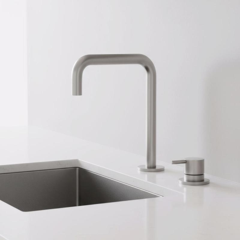 Pure.Sink Luxion 2-Loch-Küchenarmatur aus massivem Edelstahl mit U-Auslauf PLX2HU-02