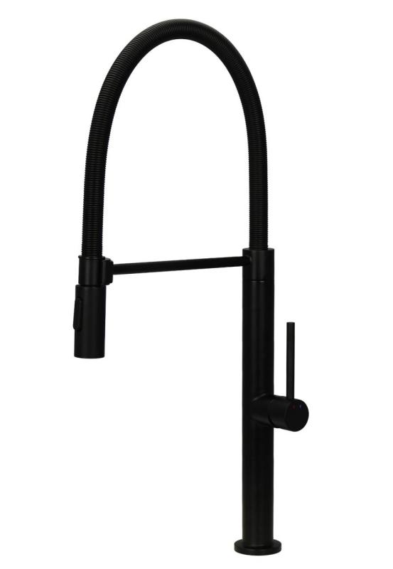 Pure.Sink Luxion Mattschwarzer Profi-Küchenwasserhahn mit flexiblem Auslauf und 2 Strahlarten PLXFLEX-10