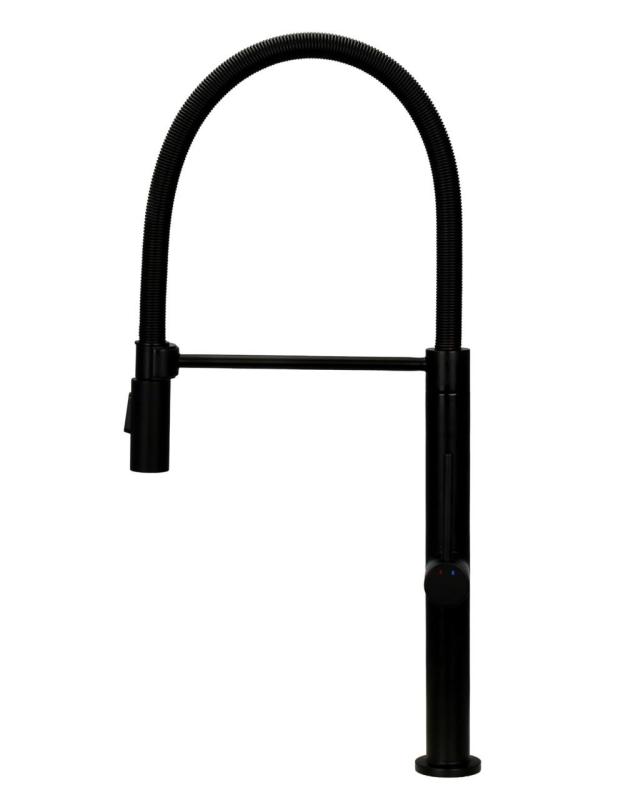 Pure.Sink Luxion Mattschwarzer Profi-Küchenwasserhahn mit flexiblem Auslauf und 2 Strahlarten PLXFLEX-10