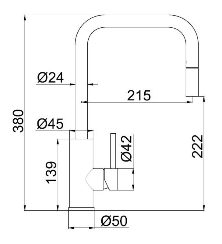 Pure.Sink Luxion Küchenarmatur aus Kupfer, quadratisch, mit ausziehbarem Auslauf PLXSQUA-62