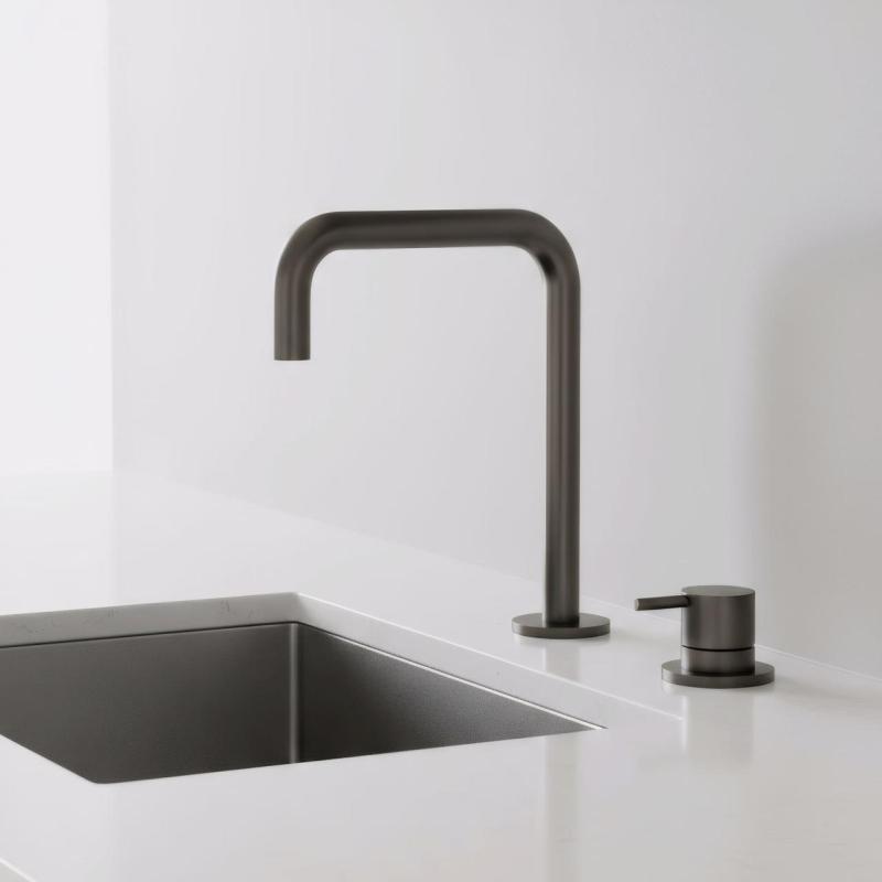 Pure.Sink Luxion 2-Loch-Küchenarmatur aus Gun Metal mit U-Auslauf PLX2HU-61