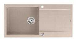 Quadri Luton Perlbeige Granitaufbauwaschbecken mit Abtropffläche umkehrbar 100x50cm mit Edelstahlstopfen 1208971772