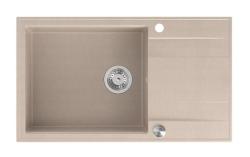 Quadri Luton Perlenbeige Granit große Aufbauspüle mit Abtropffläche umkehrbar 86x50cm mit Edelstahl-Stecker 1208971775