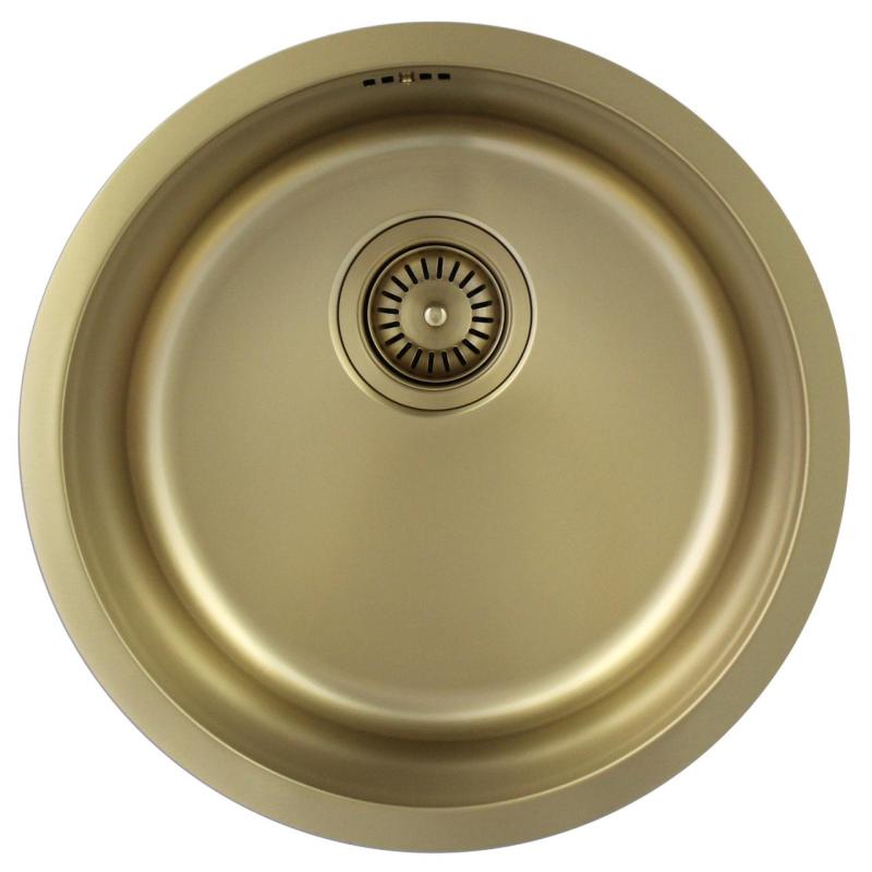 Pure.Sink Rondo Goldene Runde Spüle Flachmontage, Unterbau und Aufbau 38 cm PRN38-60