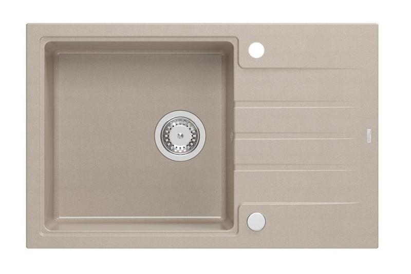 Quadri Cardigan Pearl Beige Granit-Aufbauspüle mit Abtropffläche umkehrbar 78x50cm 1208971816