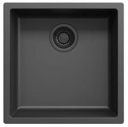 Ausmann Fibre black sink 40x40cm undermount, topmount and flushmount with automatic black plug 1208971851
