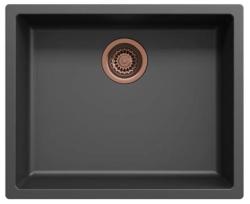 Ausmann Fibre black sink 50x40cm undermount, topmount and flushmount with automatic copper plug 1208971858