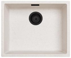 Ausmann Fibre Sand weißes Spülbecken 50x40cm Unterbau, Aufbau und flächenbündiger Einbau mit automatischem schwarzen Stecker 1208971931