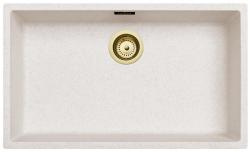 Ausmann Faser Sand Weiß Großes Spülbecken 70x40cm Unterbau, Aufbau und flächenbündig mit automatischem goldenem Stecker 1208971938