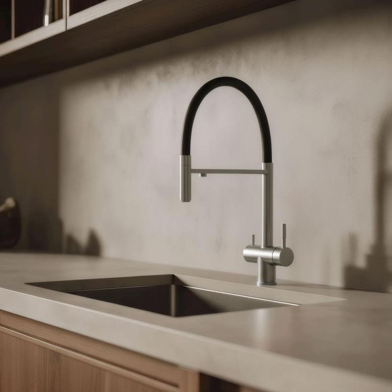 Pure.Sink Elite Steel Flex 3-Wege Edelstahl Küchenarmatur mit flexiblem Auslauf und gefiltertem Wasser PS8110-02