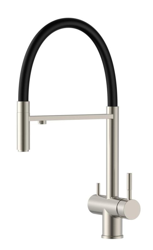 Pure.Sink Elite Steel Flex 3-Wege Edelstahl Küchenarmatur mit flexiblem Auslauf und gefiltertem Wasser PS8110-02