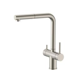 Pure.Sink Elite Steel Clear-S Edelstahl 3-Wege-Küchenarmatur mit Ausziehbarer Auslauf und Gefiltertem Wasser PS8120-02