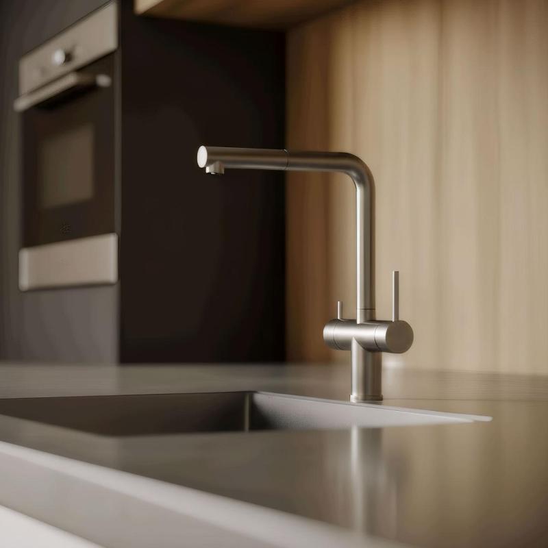 Pure.Sink Elite Steel Clear-S Edelstahl 3-Wege-Küchenarmatur mit Ausziehbarer Auslauf und Gefiltertem Wasser PS8120-02