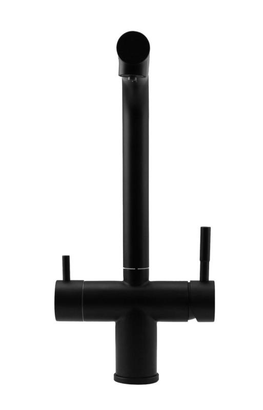 Pure.Sink Elite Steel Clear-S Mattschwarz 3-Wege-Küchenarmatur mit ausziehbarem Auslauf und gefiltertem Wasser PS8120-10
