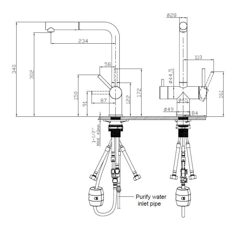 Pure.Sink Elite Steel Clear-S PVD Gun Metal 3-Wege Küchenarmatur mit Ausziehbarem Auslauf und Gefiltertem Wasser PS8120-61