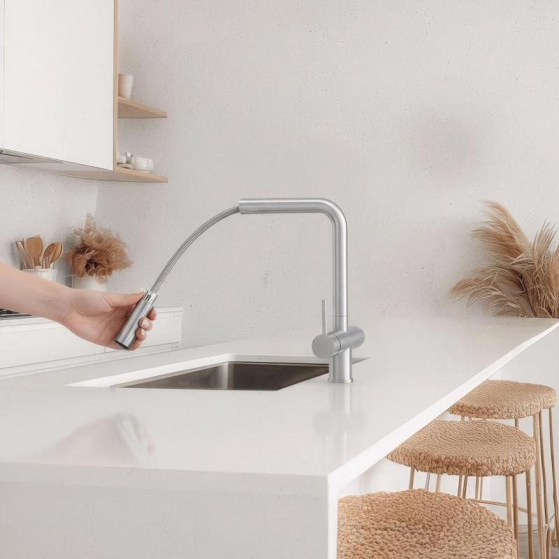 Pure.Sink Elite Steel Clear-S PVD Gun Metal 3-Wege Küchenarmatur mit Ausziehbarem Auslauf und Gefiltertem Wasser PS8120-61