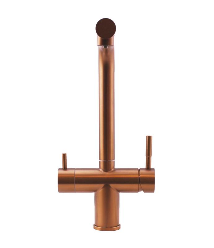 Pure.Sink Elite Steel Clear-S PVD Kupfer 3-Wege-Küchenarmatur mit Ausziehbarer Auslauf und Gefiltertem Wasser PS8120-62
