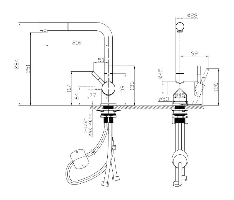 Pure.Sink Elite Steel Pulse-S Küchenarmatur PVD Kupfer mit ausziehbarem Auslauf und Sprühfunktion PS8500-62