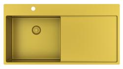 Pure.Sink Exclusivo Goldene Spüle mit Abtropffläche 100 x 52 cm Wasserhahn links PEX47100LT-60