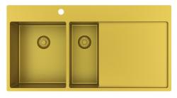 Pure.Sink Exclusivo Goldene 1,5-Spüle mit Abtropffläche 100 x 52 cm Wasserhahn links PEX3418100LT-60