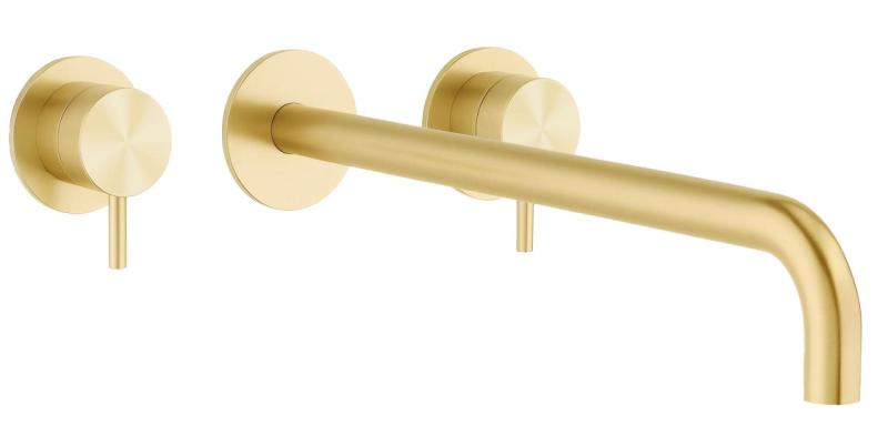 Waterevolution Flow 3-Loch-Einbau-Waschtischarmatur PVD Weißgold mit Auslauf 25 cm T1163FWGE-25