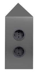 Indux Corner Energie-Säule mit 2 Steckdosen Randaarde Eckig Gun Metal 1208972286