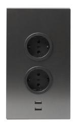 Indux Corner Energiesäule mit 2 Steckdosen, Schutzkontakt und 2 x USB-Ladegerät Gun Metal 1208972299