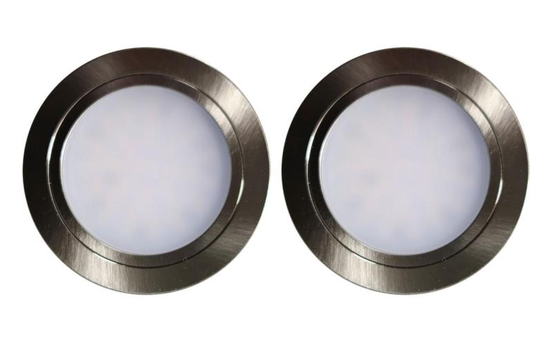 Indux Luma Kleine Einbauküche LED-Spot-Set 2 Spots mit LED-Treiber Edelstahl-Optik 1208972371