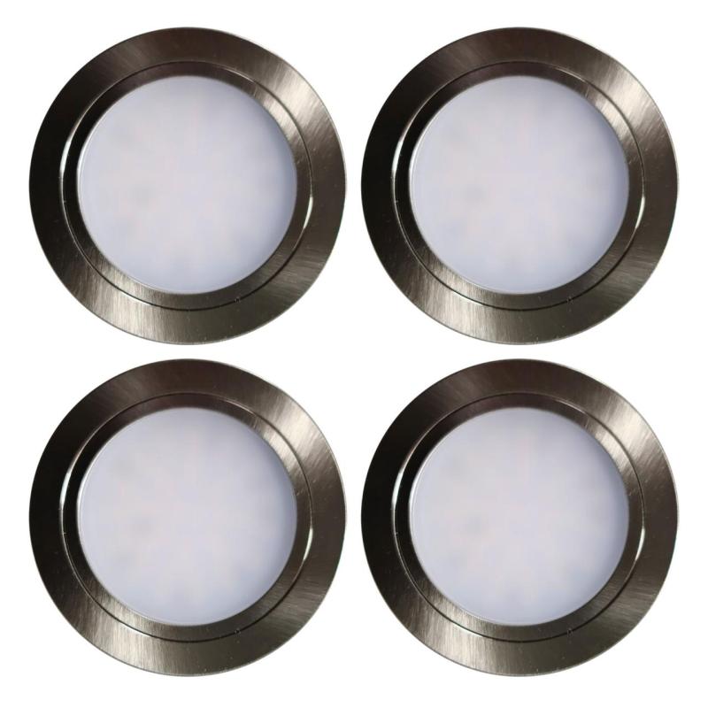 Indux Luma Kleine Einbauküche LED-Spot-Set 4 Spots mit LED-Treiber Edelstahl-Optik 1208972373
