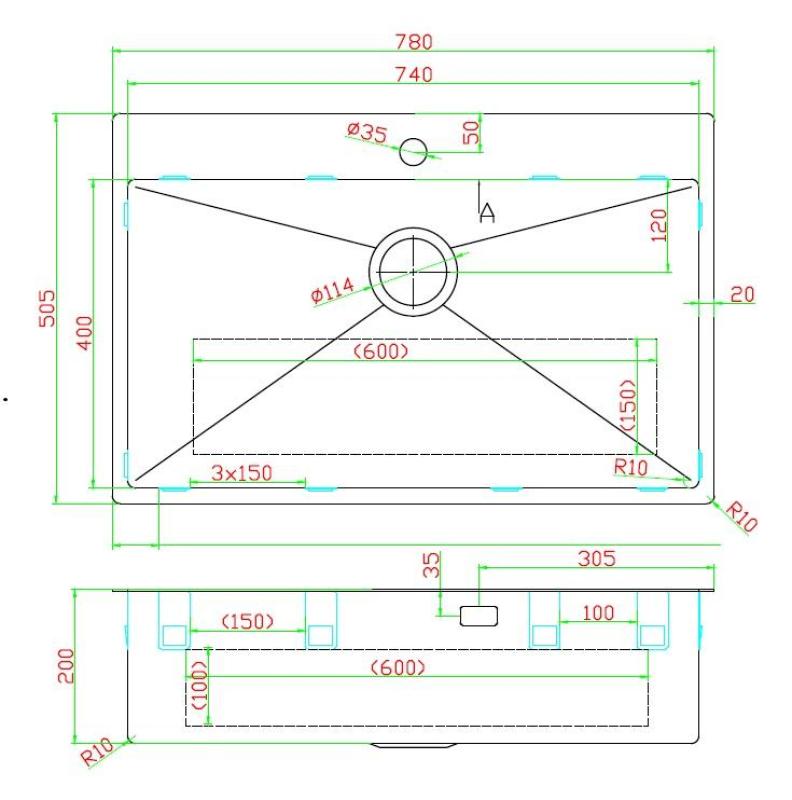 Pure.Sink Luxion Große PVD-Antik-Bronze-Spüle 78 x 50 cm Tapwing mit Hahnlochbank und Bodenrost PLX7850T-64
