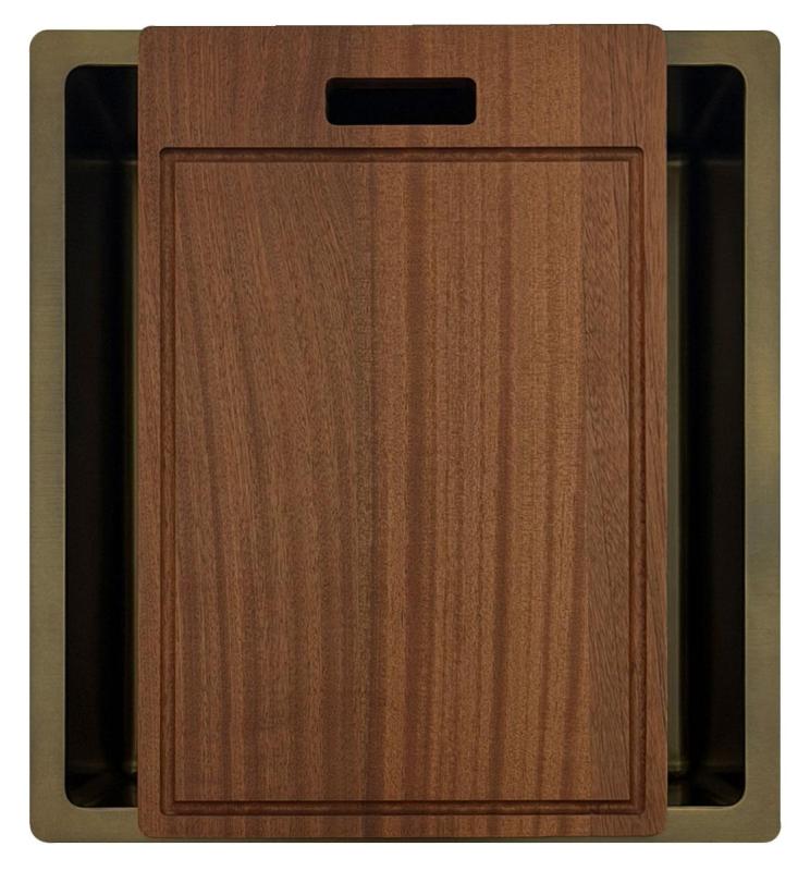 Pure.Sink Luxion PVD Antik Bronze Spülbecken 36x40 cm Unterbau, flach eingebaut und aufgesetzt  mit Bodenrost PLX3640-64